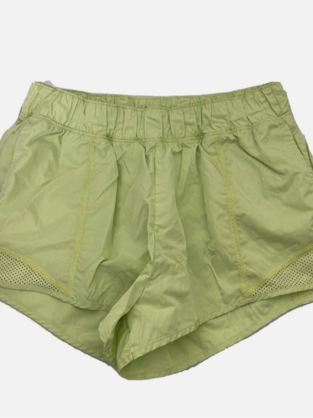Women's Lime Green Athletic Running Shorts with Mesh Panels